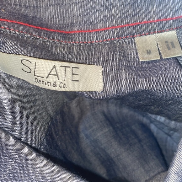 $98 Slate Denim & Co. Dylan Blue Chambray button down shirt M - Picture 8 of 8